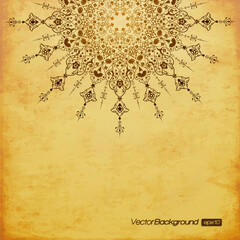 Vintage Islamic Mandala Pattern on Aged Paper Background
