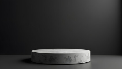 Sleek Black and White Stone Podium Modern 3D Platform for Luxury Product Display and Presentation Background