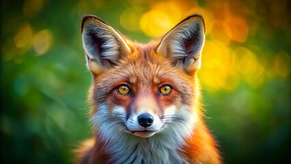 Fototapeta premium Alert Red Fox Portrait, Wild Animal Close-Up, Rule of Thirds Composition, Nature Photography