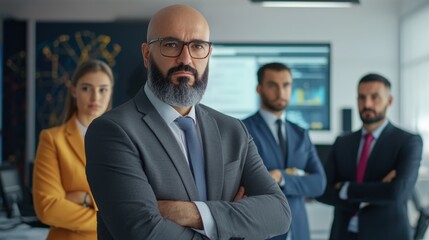 Fototapeta premium Middle Eastern cyber law attorneys analyzing digital security policies, Qatar.