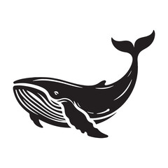Timeless Humpback Whale silhouette, a tribute to ocean giants - Humpback Whale illustration - Minimalist Humpback Whale vector - Fish silhouette
