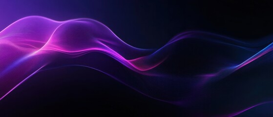 Naklejka premium Abstract purple and blue flowing wave pattern on dark background Concept of technology, digital art, and futuristic design