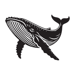 Colossal Humpback Whale silhouette, embodying strength and serenity - Humpback Whale illustration - Minimalist Humpback Whale vector - Fish silhouette
