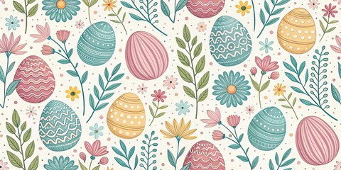 Pastel Easter Eggs Landscape, Spring Gradient Background, Holiday Pattern, Festive Wallpaper