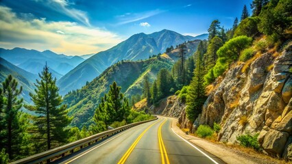 Naklejka premium Angeles Crest Highway Summer Drive: Eastbound Scenic View from Mt. Wilson to Chilao Camp