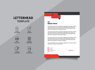 Clean and professional corporate company business letterhead template design with red and black color variation.