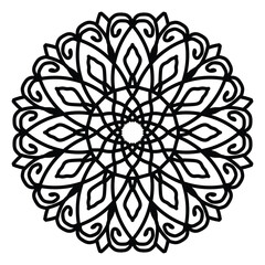 floral Mandala decorative ornament. for coloring book, greeting card, invitation, tattoo. Anti-stress therapy pattern.