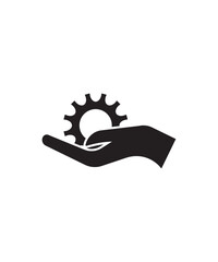 hand holding gear icon, vector best flat icon.