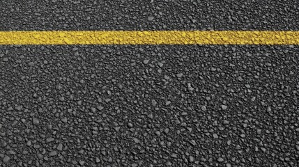 Close-up of asphalt road with single yellow line for transportation concept