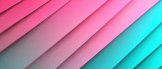 Fototapeta premium Abstract diagonal layers background in pink and turquoise with soft gradient Modern backdrop concept for graphic design and presentation