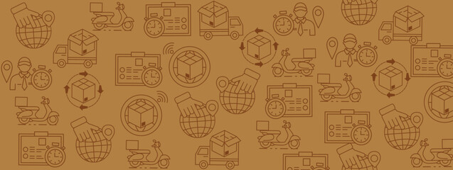 Set of hand drawn cartoon vector images with shipping symbols and objects. Ink style sketch illustrations for postcards, banners, posters, etc. Vector line art illustrations.