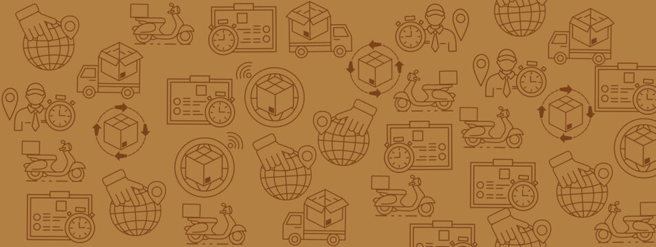 Set of hand drawn cartoon vector images with shipping symbols and objects. Ink style sketch illustrations for postcards, banners, posters, etc. Vector line art illustrations.