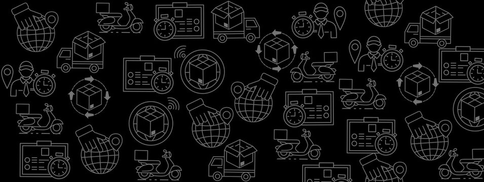 Set of hand drawn cartoon vector images with shipping symbols and objects. Ink style sketch illustrations for postcards, banners, posters, etc. Vector line art illustrations.