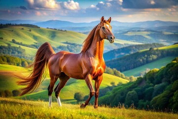 Arabian Horse in Brazilian Landscape: Majestic Equine Beauty