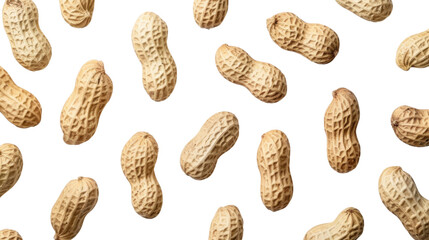 Peanuts falling on transparent background: seamless pattern of groundnuts