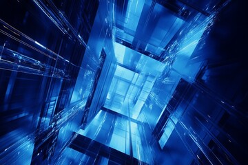 Abstract Blue Digital Technology Background Futuristic Modern Design High Tech Network Cyber Space Digital Art Geometric Structure Abstract Background