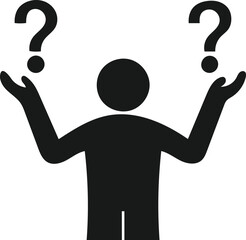 Illustration of a person with question marks, symbolizing uncertainty.