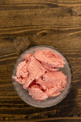 natural ice cream with added strawberry flavor