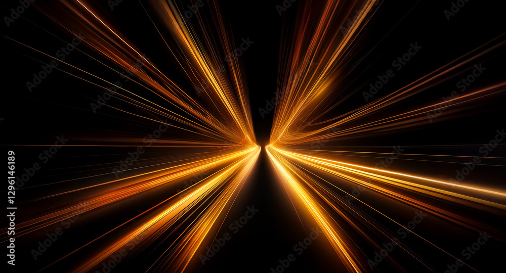 Poster abstract light streaks burst from a central point on a dark backdrop, radiating energy and motion wi