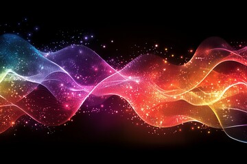 Fototapeta premium Abstract Rainbow Wave Background Digital Art Design Modern Vibrant Colorful Glowing Sparkle Elegant Shiny Smooth Flowing Dynamic Energy Light 