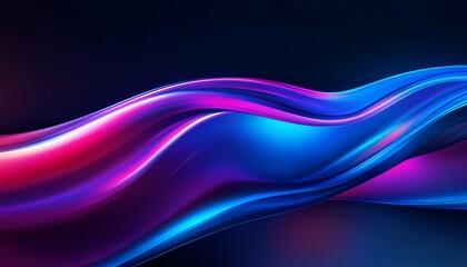 Fototapeta premium Abstract Digital Art Flowing Pink, Blue, and Purple Shimmering Lines on Black Background