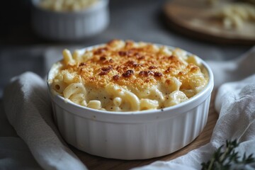 A delicious macaroni and cheese casserole. This hearty and creamy dish is easy to make and perfect for a quick, satisfying dinner.