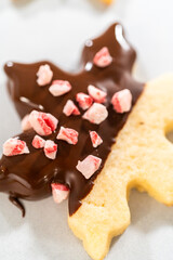 Making Star-Shaped Cookies with Chocolate and Peppermint Chips