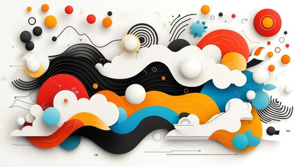 Modern gallery experience vibrant abstract art installation and digital aesthetics