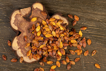 ripe pumpkin seeds fried to brown and golden