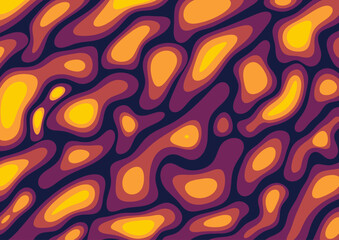 Arrière plan effet topographie et psychédélique, texture rétro, effet lampe à lave, vecteur