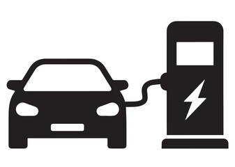 Electric car charging station icon. Vector icon isolated on white background.