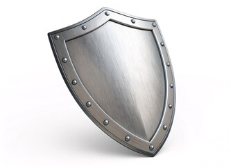 Metal shield with rivets isolated on white background