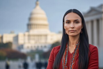 Native American legal expert advocating for indigenous land rights in Washington D.C., USA.