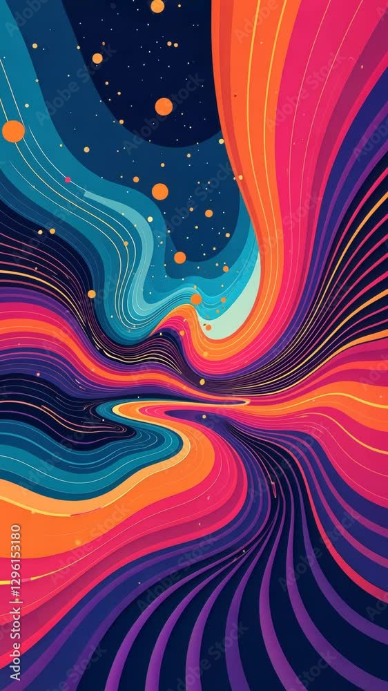 Poster a colorful painting of a spiral with a blue background. the spiral is made up of many different colo