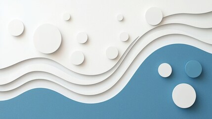 Creative paper waves and circles minimalist design digital art modern environment