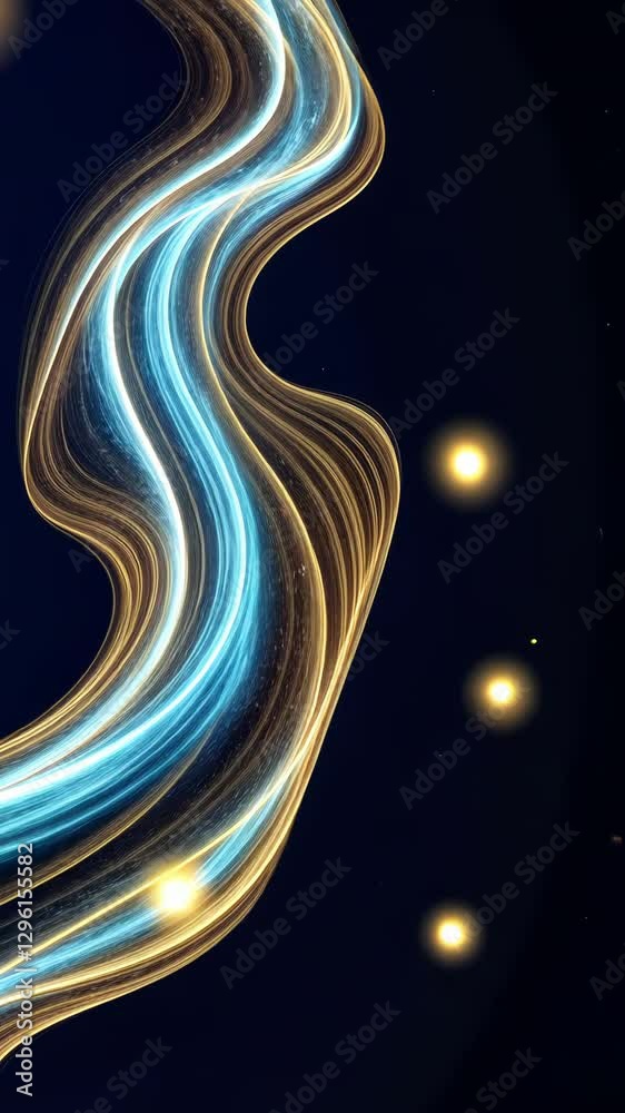 Poster a long, curvy line with a mix of blue and yellow colors. the line is surrounded by a lot of stars, s