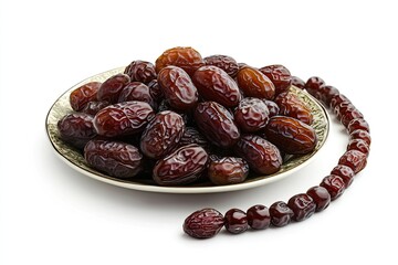 Obraz premium Dried Dates on Decorative Plate