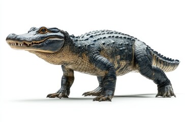 Obraz premium Realistic and Detailed Representation of a Crocodile-Like Creature on White Background Ideal for Educational and Creative Projects