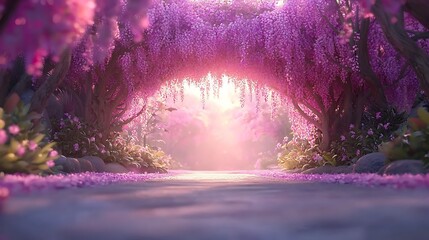 Enchanting floral pathway serene garden nature scene blossoming flora dreamy perspective