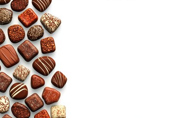 Fototapeta premium Assorted Chocolate Confections on White Background for Delights