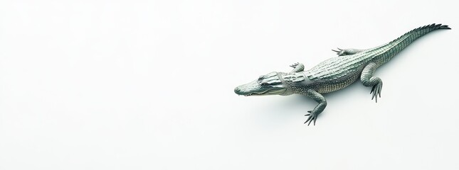 Fototapeta premium Realistic crocodile figure on a clean white background ideal for nature, wildlife, or animal-related themes in advertising and educational materials