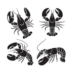 Fierce Lobster silhouette, an emblem of survival and adaptation - Lobster illustration - Minimalist Lobster vector
