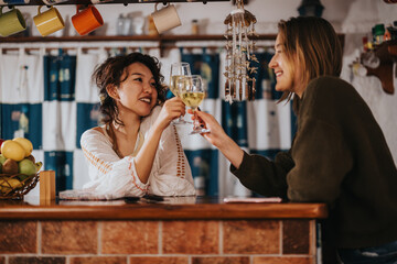 Friends cherishing quality moments together, exchanging stories, and enjoying beverages in a harmonious setting symbolizing camaraderie and joy.