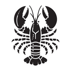 Dark Lobster silhouette, a shadow of the ocean depths - Lobster illustration - Minimalist Lobster vector
