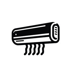 Silhouette Air Conditioner Icon with Cool Airflow. Minimalist AC Unit Vector Symbol. Cooling System HVAC Silhouette Icon. Home Appliance Cooling System Vector Icon