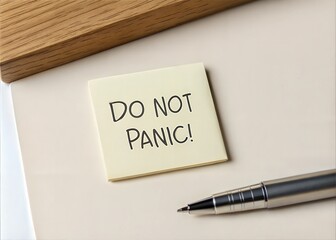 "Do Not Panic" Sticky Note on Beige Surface