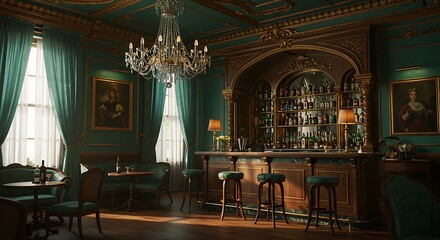Fototapeta premium Opulent Vintage Bar Interior Design 