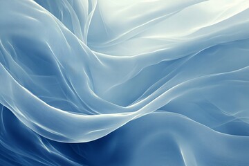 Fototapeta premium Abstract Blue Fabric Texture Elegant Soft Waves Flowing Light Sheer Drape Design Background Subtle Gradient Modern Minimalist Digital Art Illustration