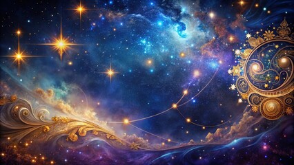 Fototapeta premium Celestial Zodiac Signs: Aquarius Constellation & Cosmic Dust