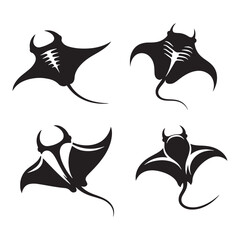 Mystical Manta Ray silhouette, a legend beneath the waves - Manta Ray illustration - Minimalist Manta Ray vector - Fish silhouette
